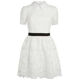 Self-Portrait Belted Guipure Mini Dress